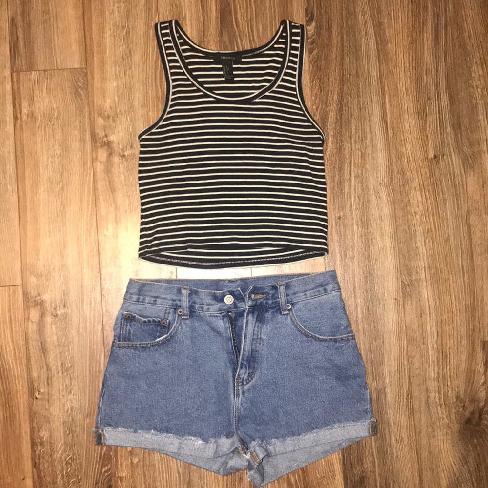 Brandy Melville jean shorts and crop top
